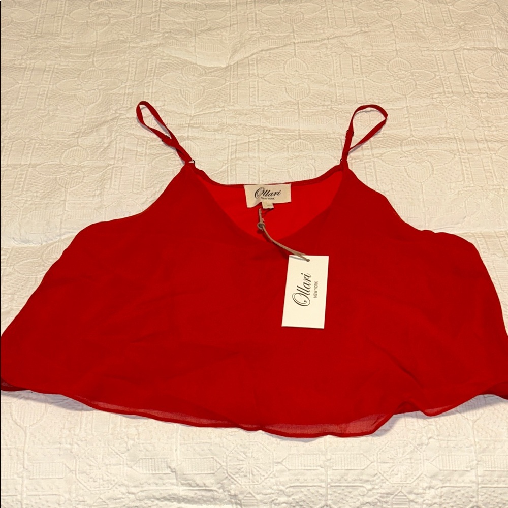 NWT Ollari Lined Camisole Red L Top